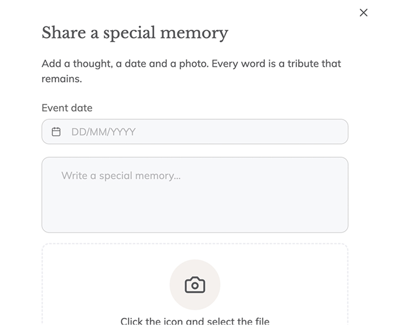 Burial place entry interface